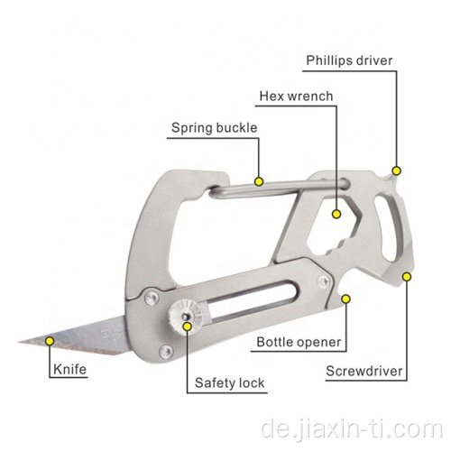 EDC Outdoor Survival Titanium Carabiner mit Messer